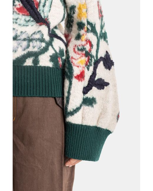 Sacai Natural Pull En Maille Floral Jacquard Knit Pullover Ivoire Sweater
