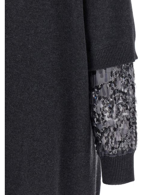 Brunello Cucinelli Blue Sequin Sleeve Dress