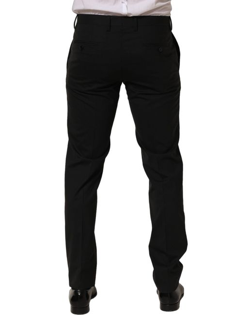 Dolce & Gabbana Black Wool Skinny Leg Dress Trouser Pants Virgin Elastane for men