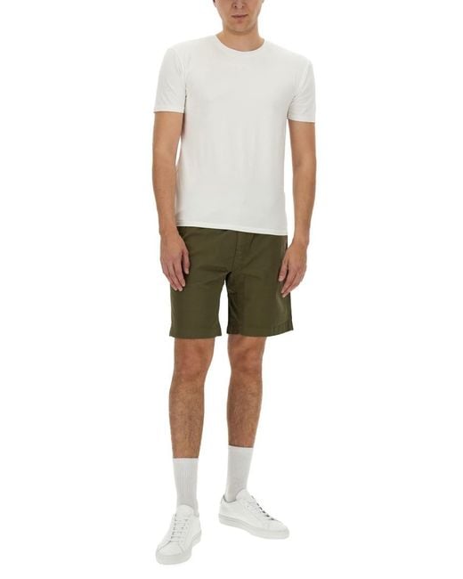 Woolrich Green Cotton Bermuda Shorts for men