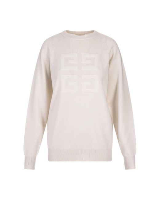 Givenchy White Ivory 4G Cashmere Pullover