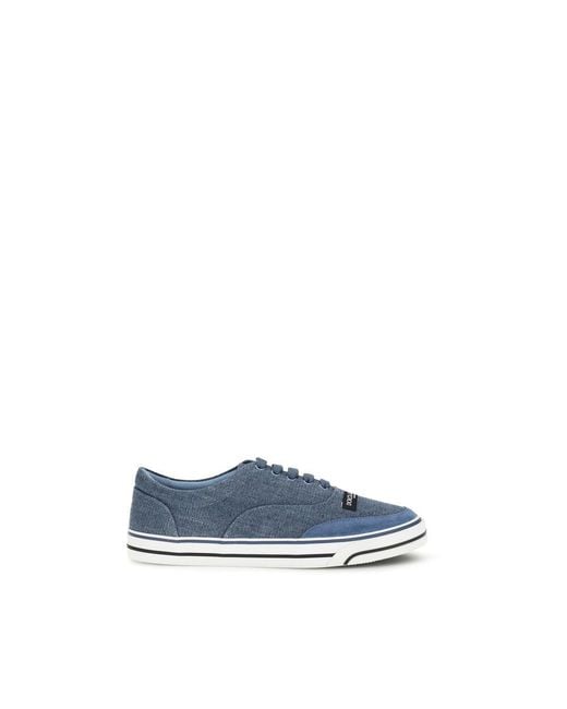 Dolce & Gabbana Blue Linen Low Top Sneakers for men