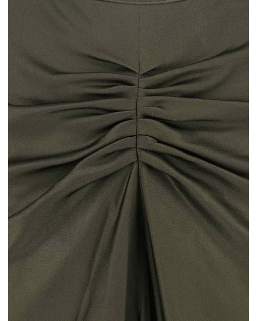 Victoria Beckham Green Draped Midi Skirt With Hemline