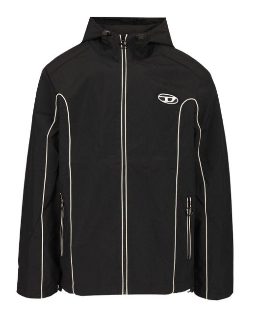 DIESEL Black Windbreaker Jackets for men
