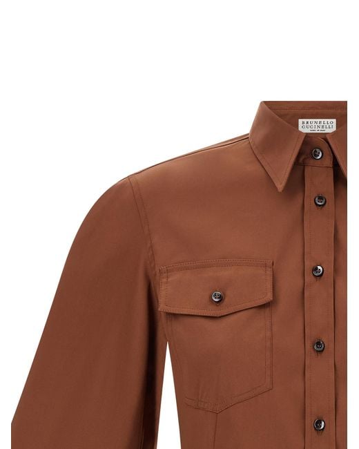 Brunello Cucinelli Brown Cotton Blouse