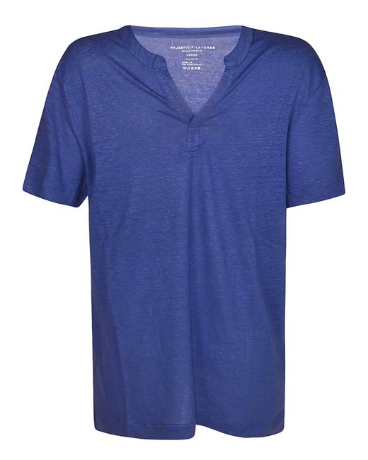 Majestic Filatures Blue Fitted Classic T-Shirt for men