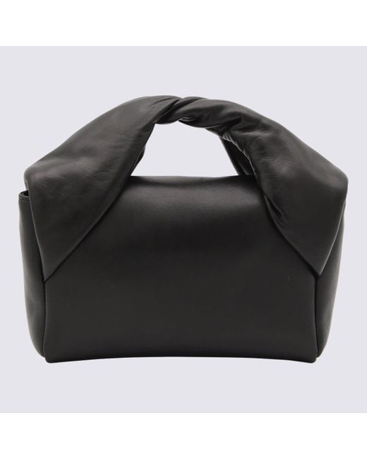 J.W. Anderson Black Leather Twister Midi Crossbody Bag