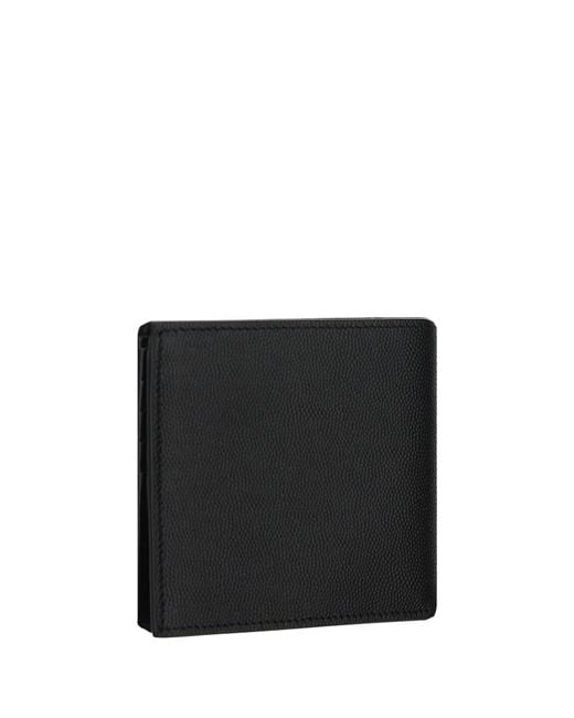 Saint Laurent Black Leather Bi-Fold Wallet With Logo For for men