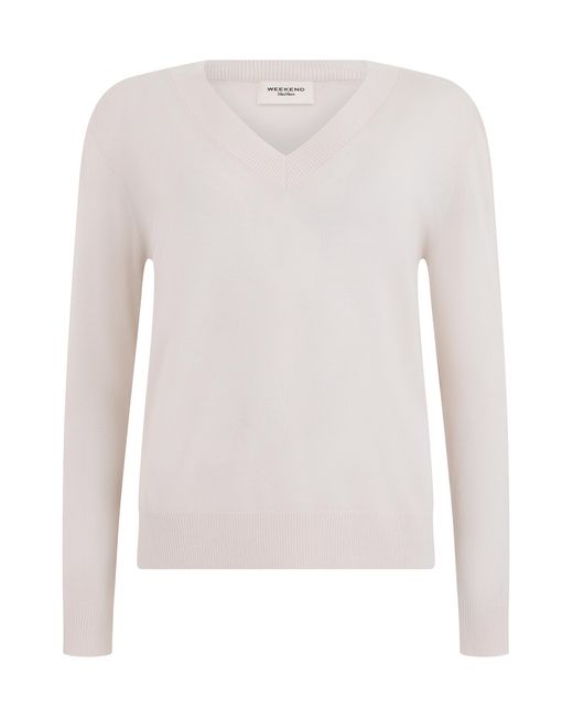 Weekend by Maxmara White V-Neck Wool And Silk Sweater