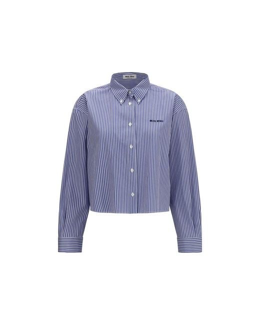 Miu Miu Blue Cotton Dress Shirt
