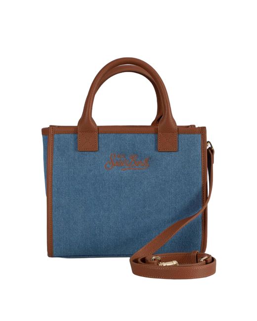 Mc2 Saint Barth Blue Shoulder Bag Vanity Midi Leather Cow