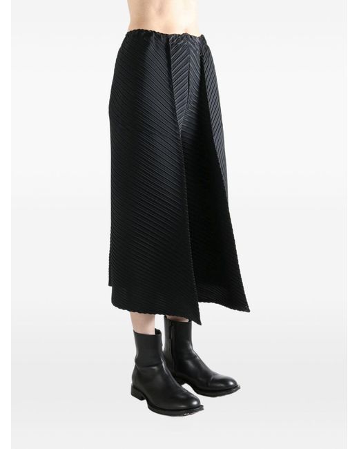 Issey Miyake Black Cropped Wide-Leg Trousers