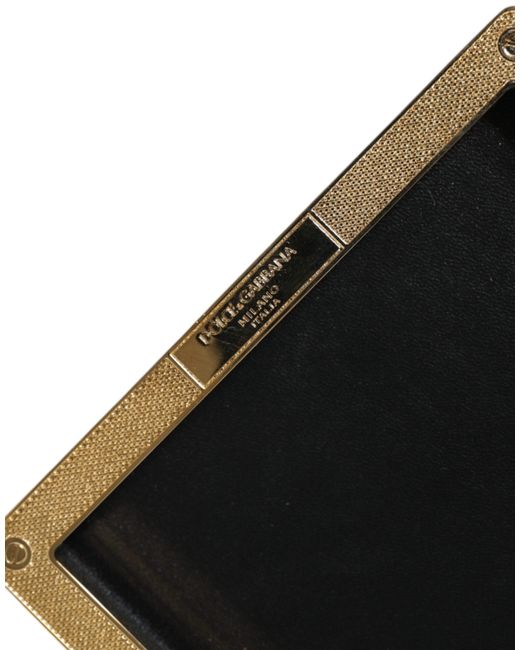 Dolce & Gabbana Black Leather Studs Frame Clutch Evening Purse Bag