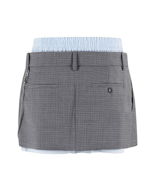 Alexander Wang Gray Pre Styled Pleated Skort W Chain