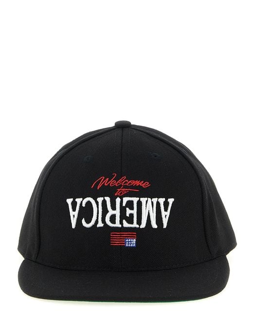 Willy Chavarria Black Welcome To America Cap for men