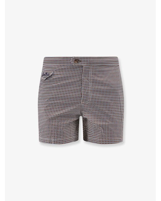 Mc2 Saint Barth Gray Nylon Swim Shorts With Micro-Pattern for men