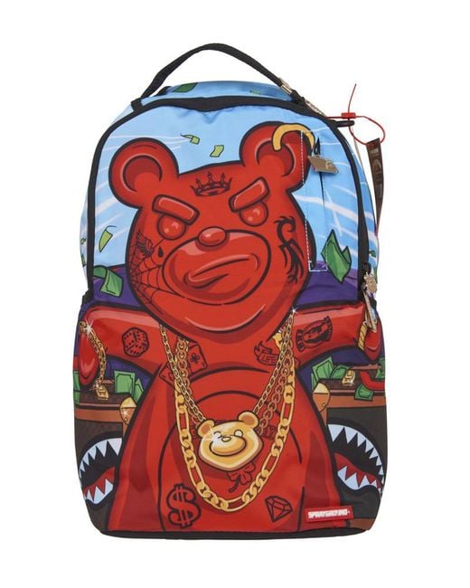 Sprayground Red Diablo Money Bear Backpack for men