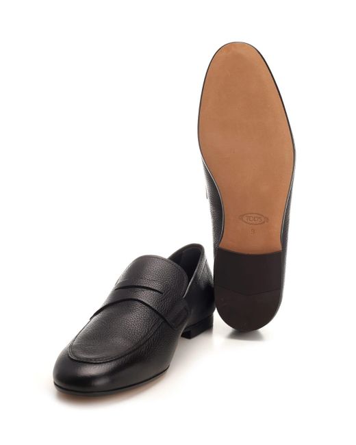 Tod's Black Hammered Leather Loafer for men