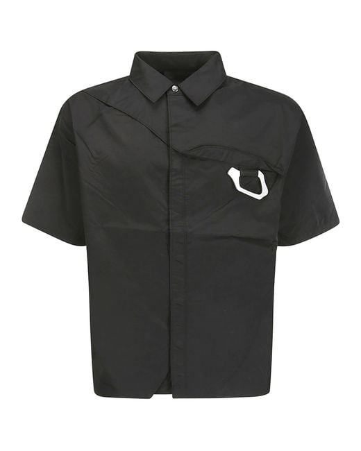 HELIOT EMIL Black S/S Nylon Shirt W. Carabiner for men