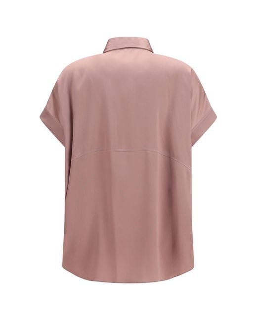 Brunello Cucinelli Pink Silk Shirt Silk; Elastane