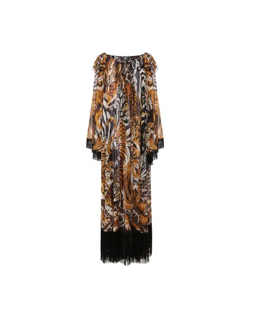 Dolce & Gabbana Brown Fringed Kaftan Dress