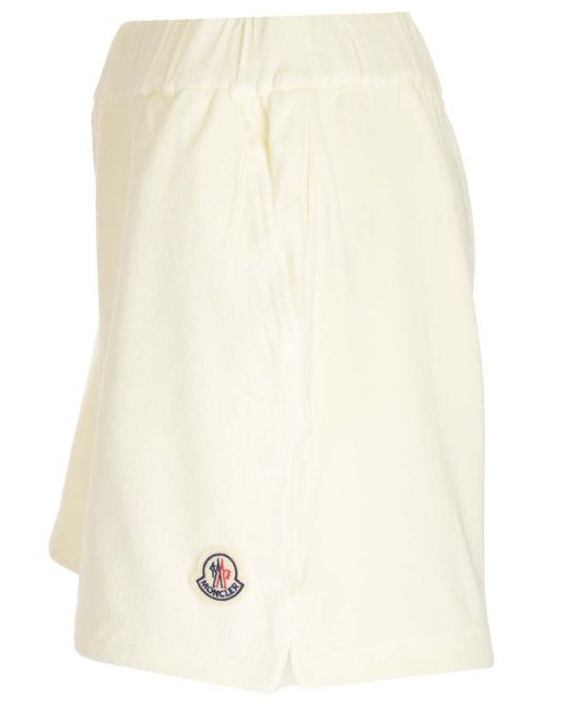 Moncler Natural Logo Patch High Waist Shorts