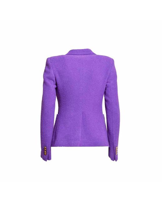 Tagliatore Purple Bouclé Wool Double-breasted Blazer
