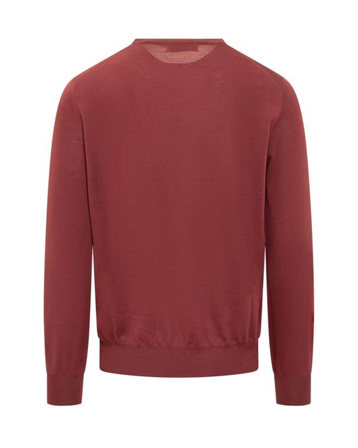 Brunello Cucinelli Red Crew Neck Sweater for men