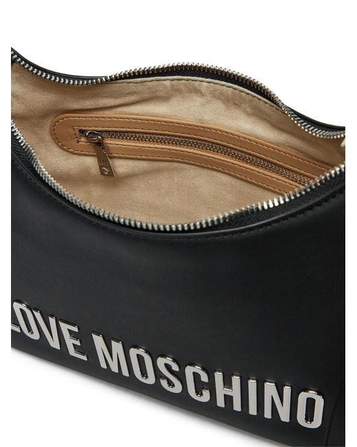 Moschino Black Logo Plaque Shoulder Bag
