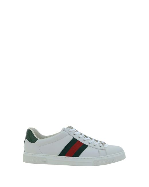 Gucci Gray Leather Sneakers, Calf Trainers for men