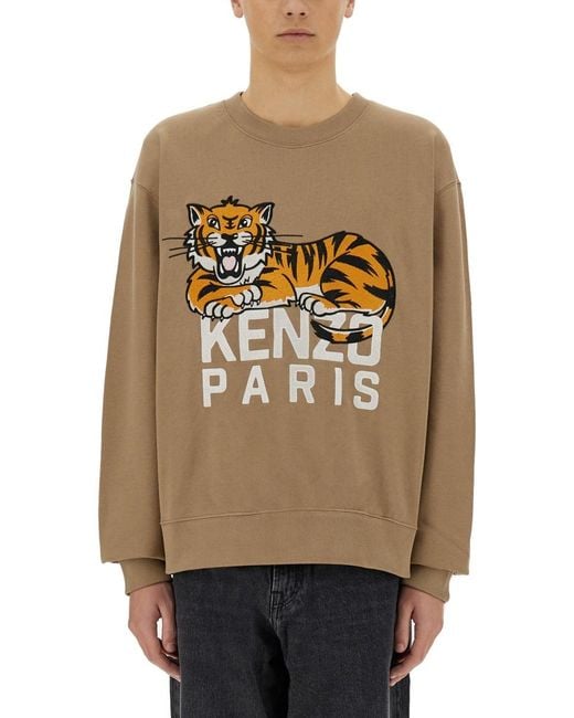KENZO Natural Happy Tiger Sweatshirt Cotton Sweatshirts for men