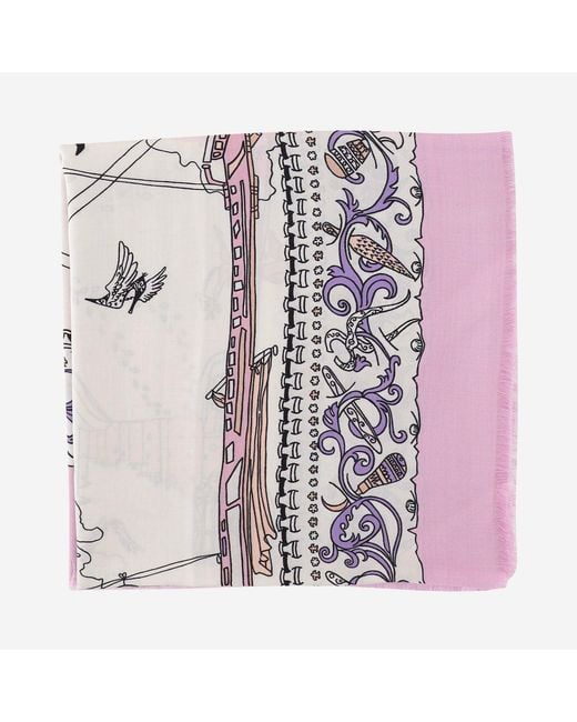 Ferragamo White Scarf Gancini Silk Blend