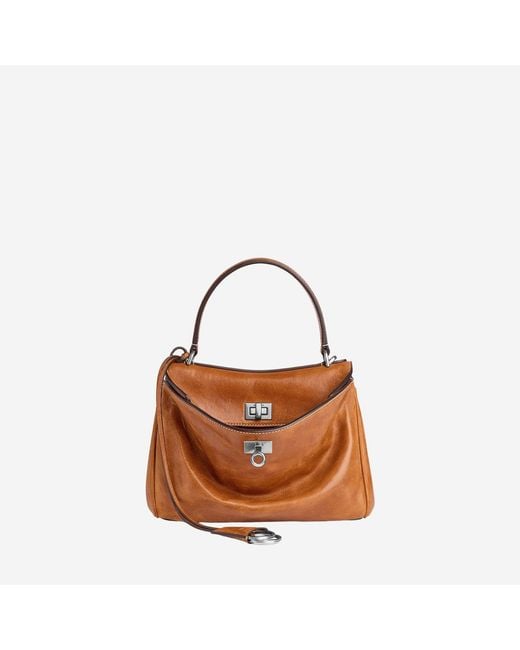 Balenciaga Brown Shoulder Bag Rodeo Mini Calfskin Leather