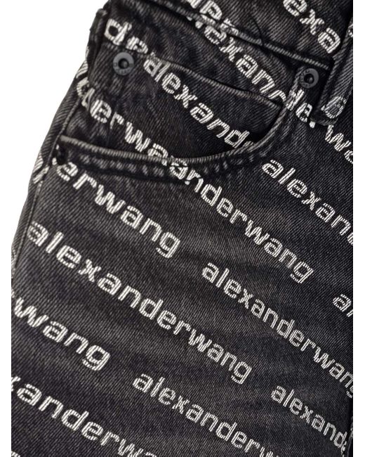 Alexander Wang Gray Logo-Print Denim Shorts
