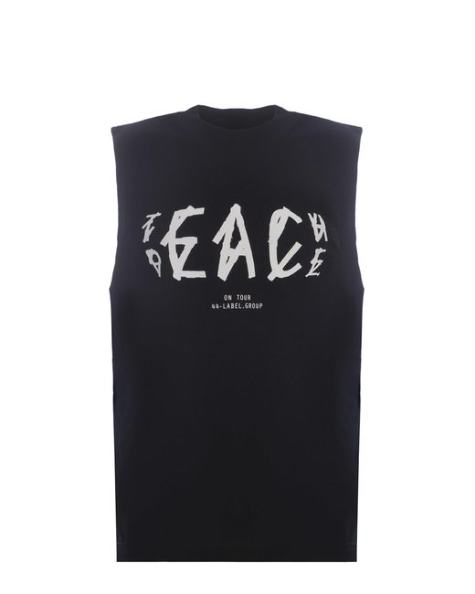 44 Label Group Black Tank Top 44Label Group Peace Made Of Cotton for men
