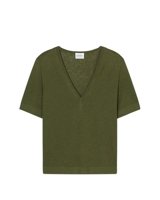 Closed Green V-Neck Short-Sleeve Sweater