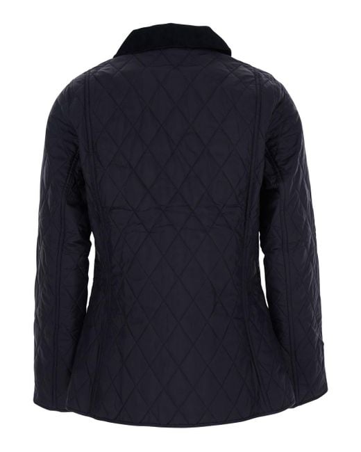 Barbour Blue Quilted Jacket With Contrast Collar