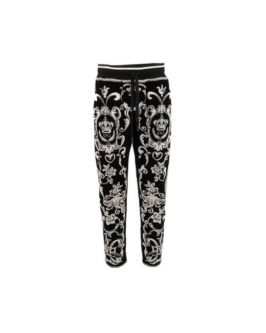 Dolce & Gabbana Black Velvet Jogging Pants for men
