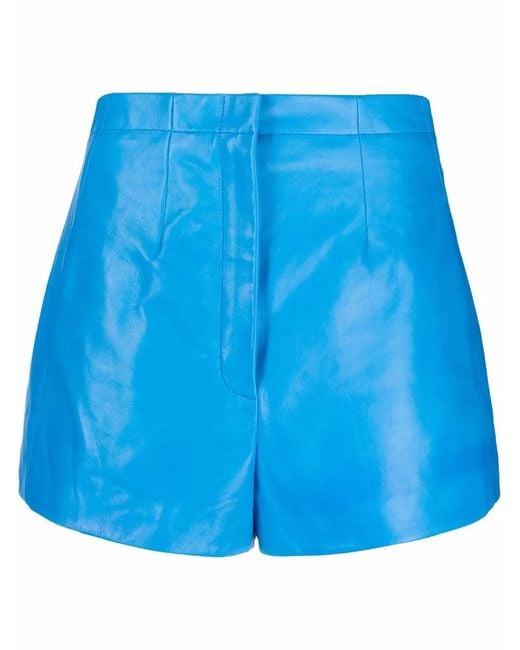Ferragamo Blue Leather-Trousers