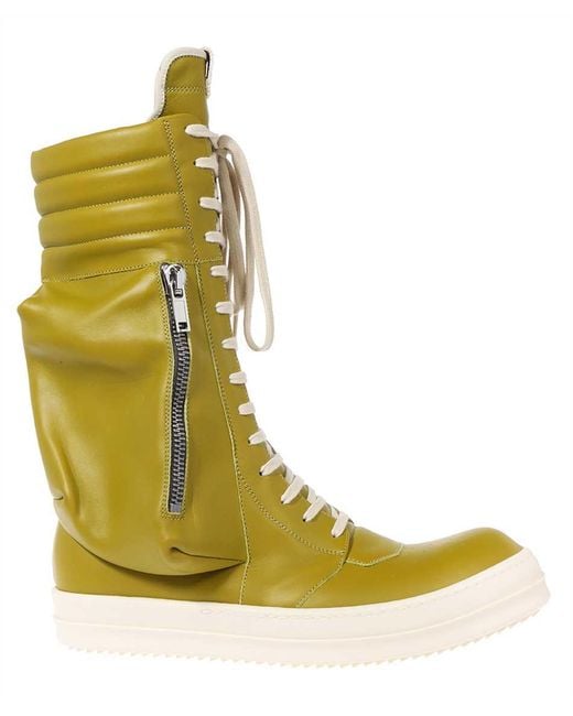 靴 Rick Owens cargo basket Rick Owens Cargo Basket Leather Lace-Up Boots in Green for Men