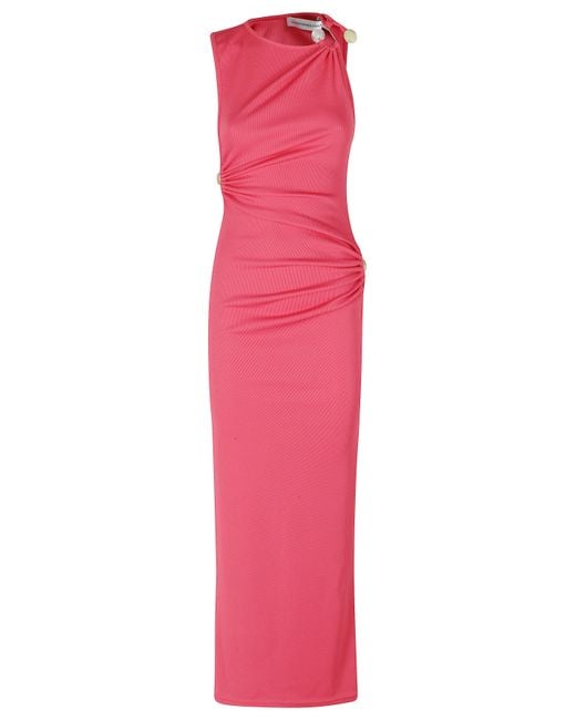Christopher Esber Pink Callisto Trinity Tank Dress Brass With Natural Stone Abito