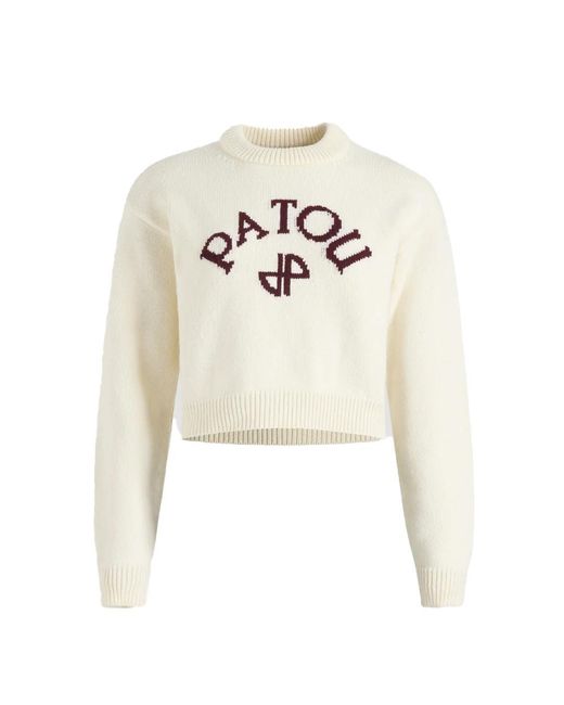 Patou White Logo And Jp Monogram Intarsia Jumper