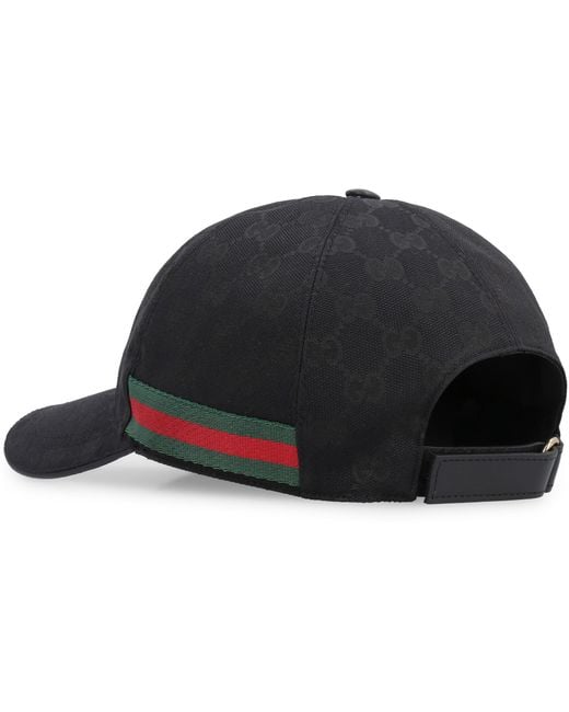 Gucci Black Logo All Over Baseball Cap Polyester Hat for men