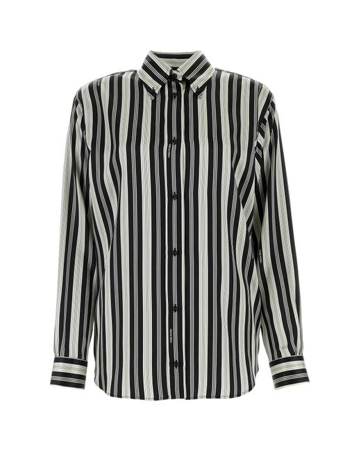 Fendi Black Striped Silk Satin Shirt