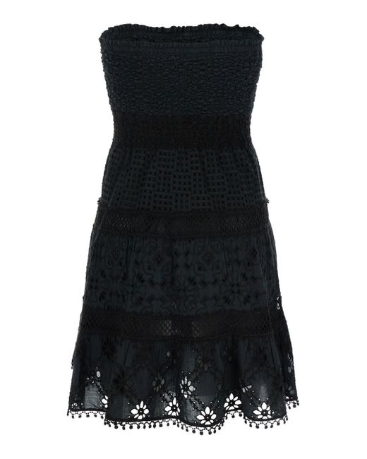 Temptation Positano Black Short Embroidered Dress