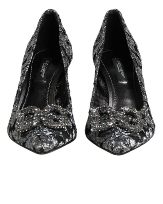 Dolce & Gabbana Black Lace Dg Amore Heels Pumps Shoes Pa+Pl+Lamb