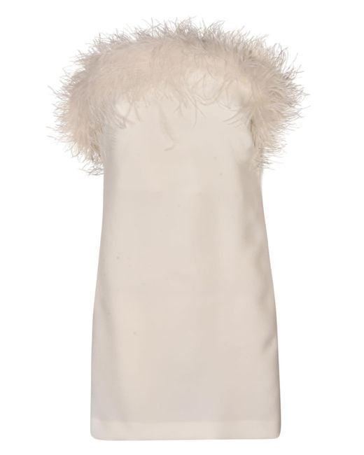 P.A.R.O.S.H. Natural Fur Applique Sleeveless Short Dress