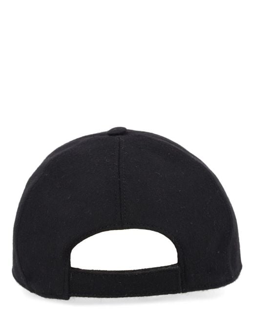 Fendi Black Baseball Hat Wool-Cashmere for men