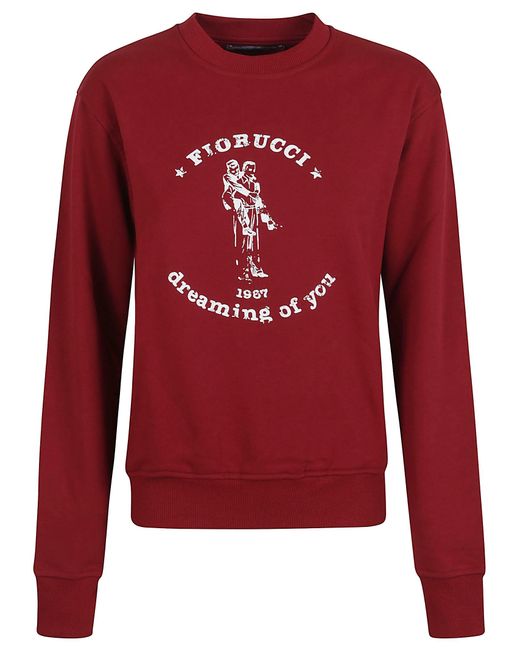 Fiorucci Red Burgundy Dreaming Of You Print Crewneck Sweatshirt