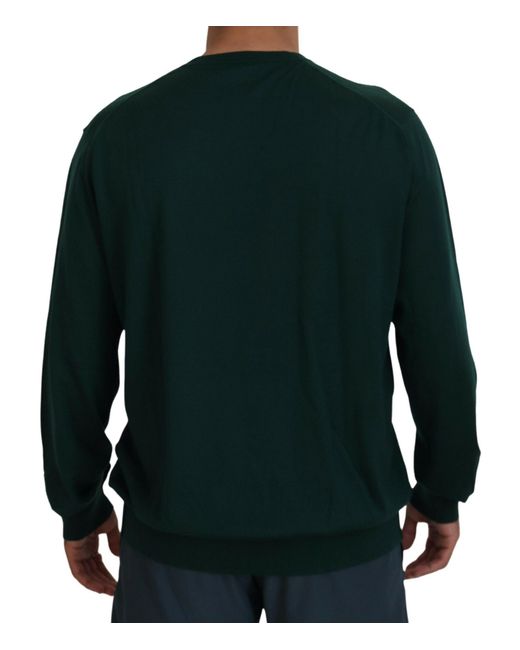 Dolce & Gabbana Green Stunning V-Neck Cashmere Sweater for men